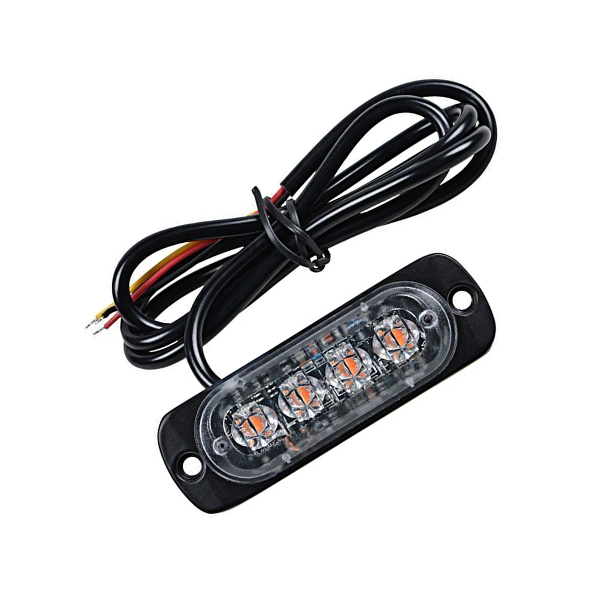 1 Set of 12W 12-24V 4 LEDs Strobe Light 19 Modes Ultra-thin Emergency Flash Warning Caution Light for Trucks Motorcycles (Red Light and Yellow Light)