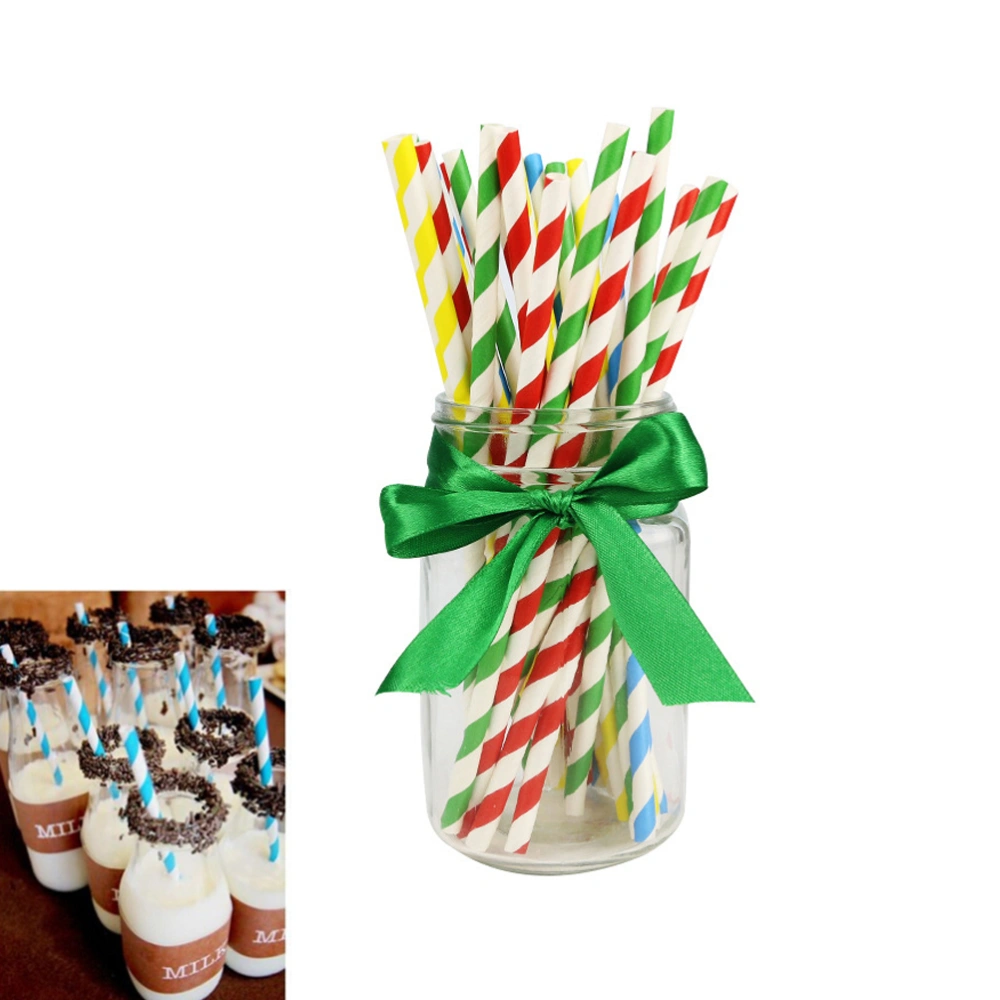 200 Pcs Rainbow Stripe Paper Straw Colorful Degradable Striped Straws for Birthdays Showers Baby Holiday Weddings Celebrations