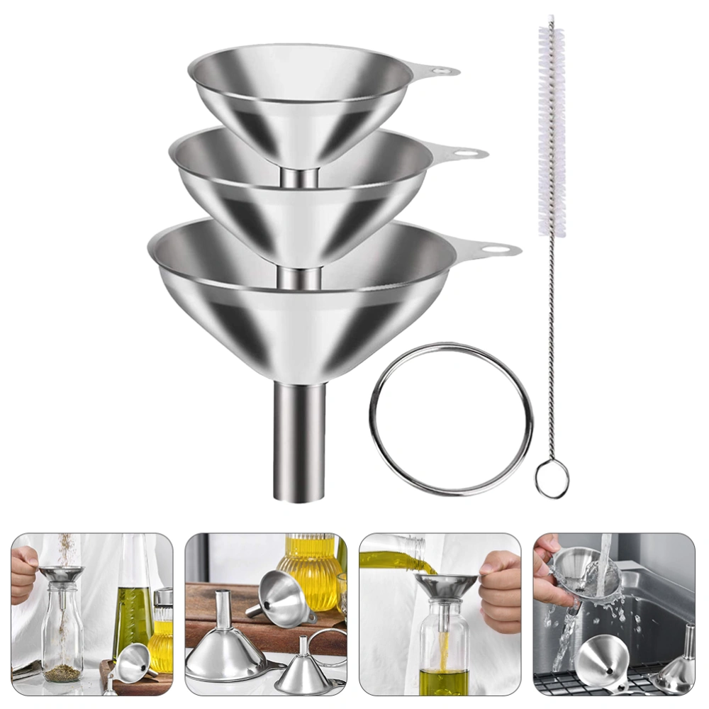 1 Set Stainless Steel Canning Funnel Hopper Filter Canning Funnel Oil Leak Funnel