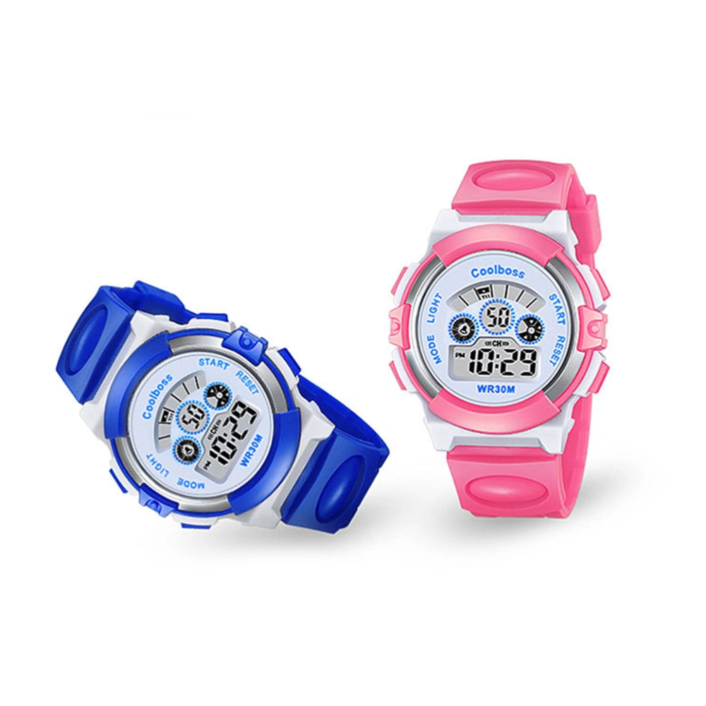 Kids Watch Waterproof Child Digital Watch Silicone Rubber Strap Wrist Watch Student Time Clock Luminous Wristwatch for Boys Girls (Rosy)