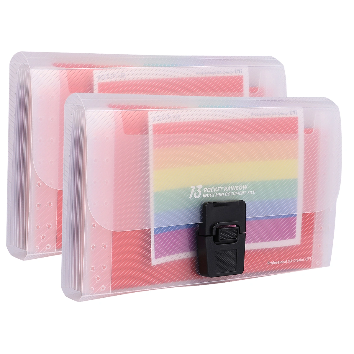2pcs A6 Multifunction Portable File Folders 13 Pockets Rainbow Document Folders Expandable Folder Storage Bag