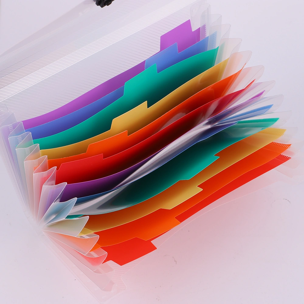 2pcs A6 Multifunction Portable File Folders 13 Pockets Rainbow Document Folders Expandable Folder Storage Bag