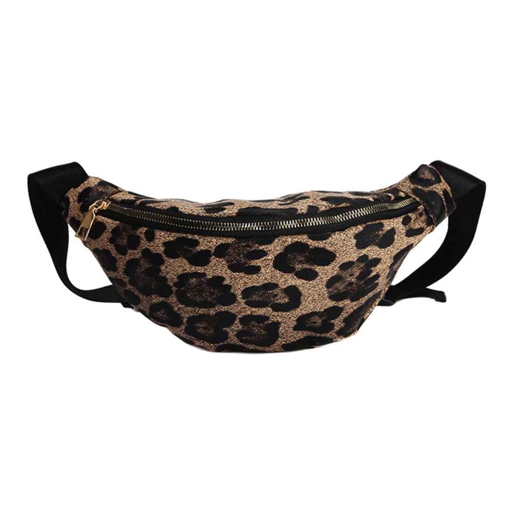 Khaki Chic Waist Pack Fashion Leopard Printing Crossbody Bag Chain Shoulder Bag Casual Waist Bag Storage Bag for Women Ladies