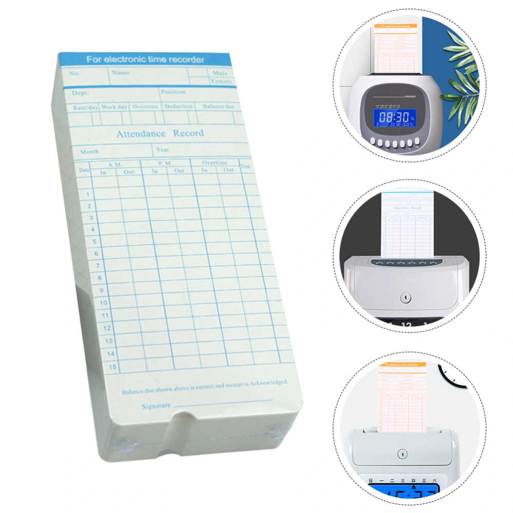 100 Sheets Time Attendance Cards Time Attendance Record Cards for Employee (Random Color)