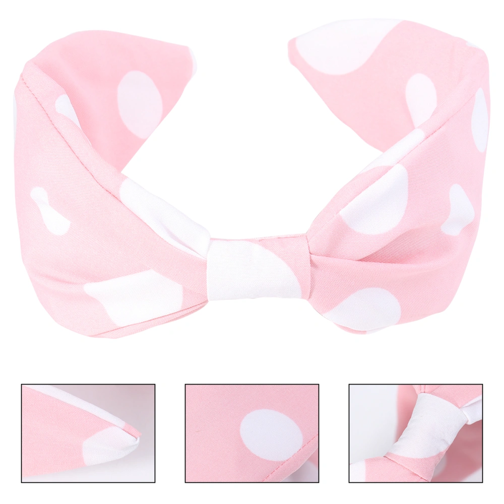 Wave Dot Hair Band Knot Headband Fashion Hair Delicate Hair Accessory for Woman Girl (White Dot Pink)