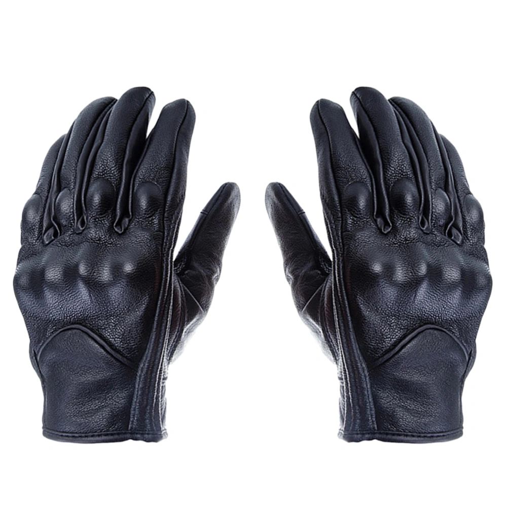 Winter Genuine Leather Gloves Touch Screen Gloves Warm Thicken Riding Workout Gloves for Travel Outdoor - Size M (Black)