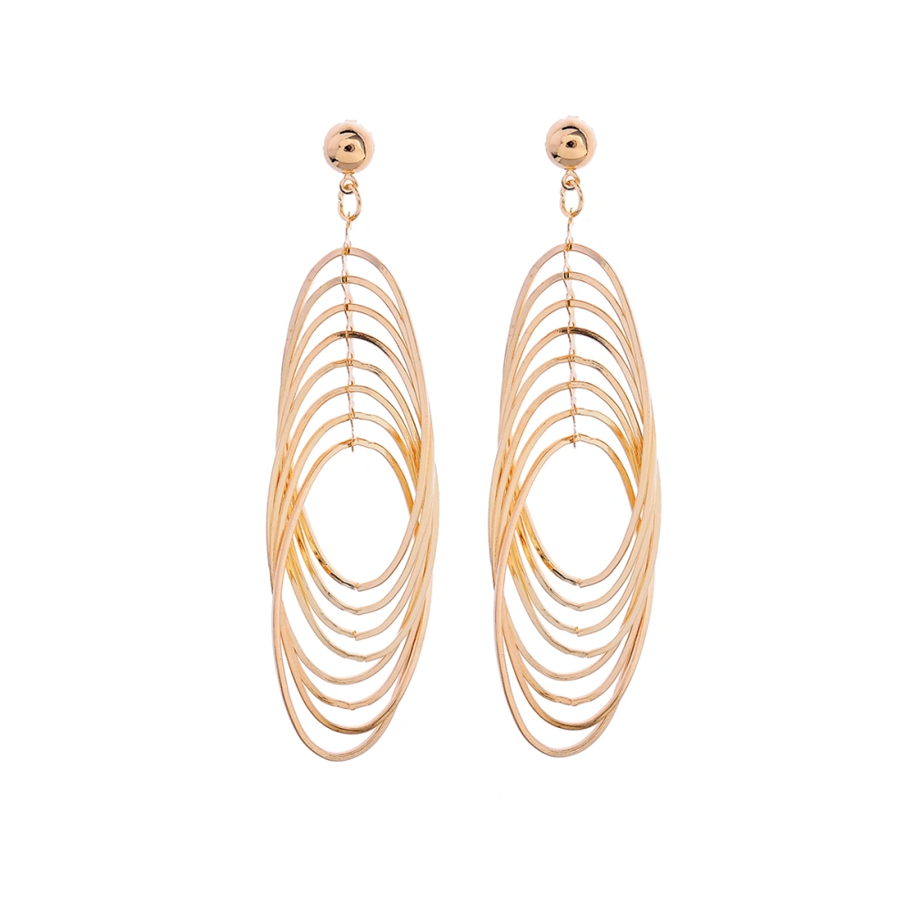 Pair of Women Girls Gold Plated Ear Pendants Earrings (Golden)