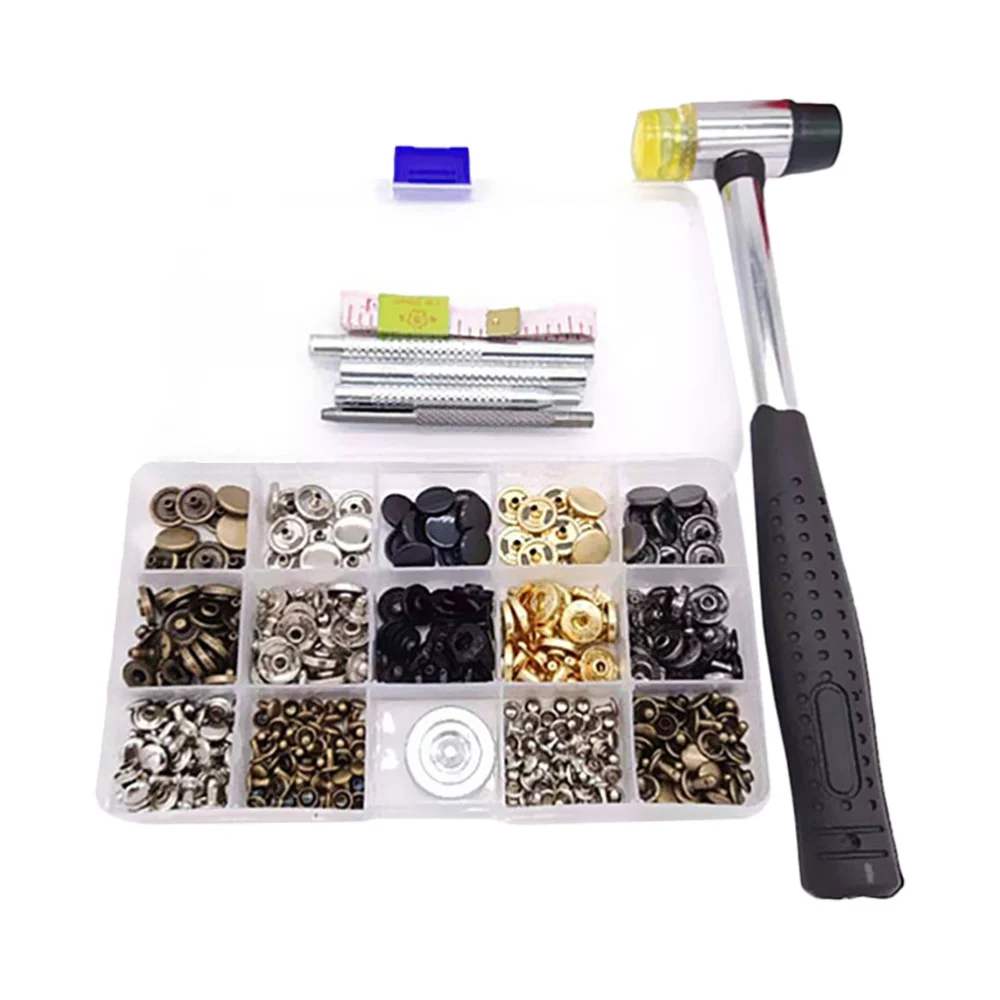 50 Sets Snap Fastener Kit Buttons with 100 Sets Rivets and 1 Sets Install Tool