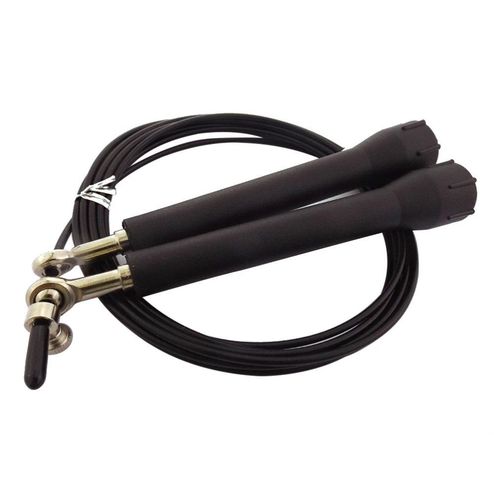 Jump Rope Adjustable High Skipping Cable Ball Bearings Anti-Slip Handles for Pro Sports Training Gym Workout (Black)