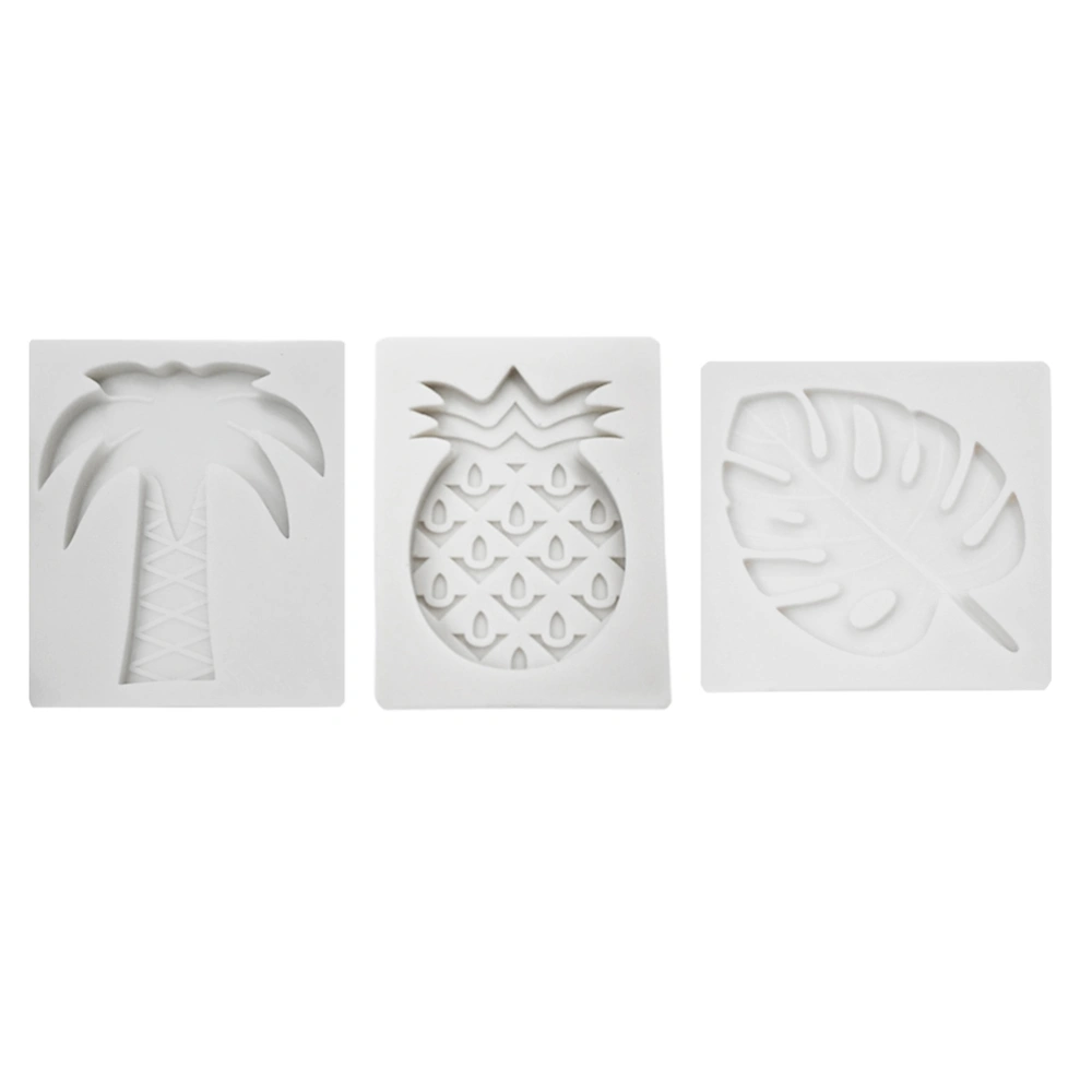 3 Pcs Tropical Fruits Shaped Fondant Cake Silicone Mold DIY Cake Baking Utensils Decoration Tools Bakeware for Cupcake Cookie Chocolate (As Shown)