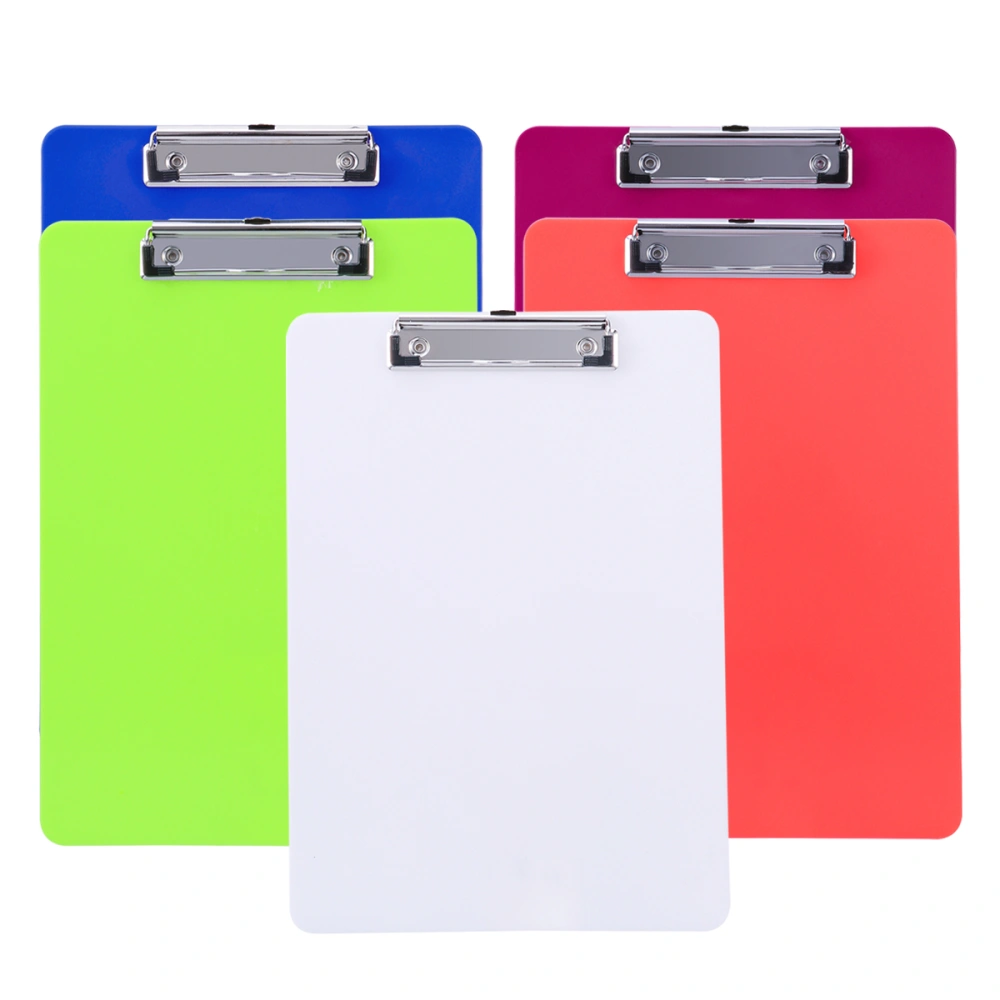 5pcs Opaque Colorful Clip Board Plastic A4 Clipboards for Memo Paper Files Holding (Random Color)