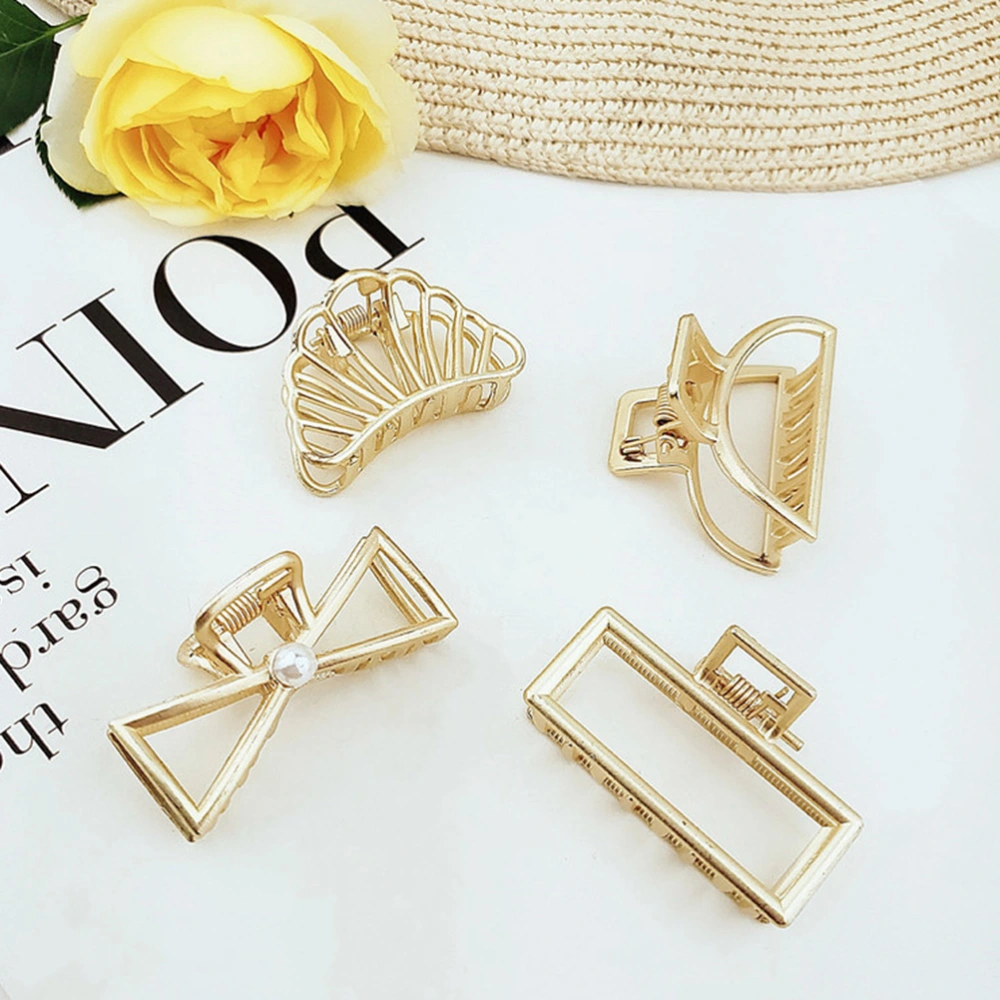 4pcs/Set Golden Hair Claw Alloy Hairpins Gripper Hair Jewelry for Women Girls