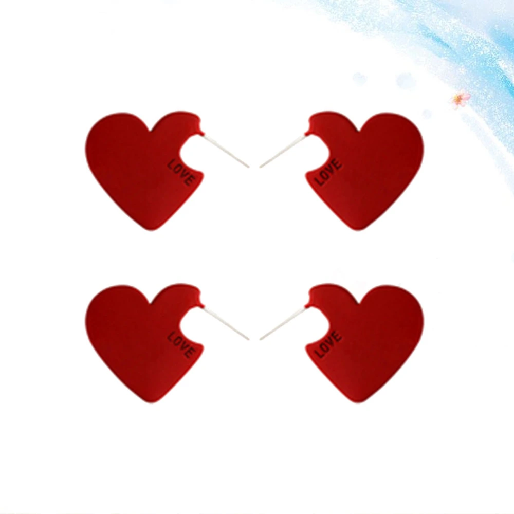 2 Pairs Women Earrings Heart Shape Ear Studs Ear Rings Earrings Jewelry Accessories for Women Girls (Red)