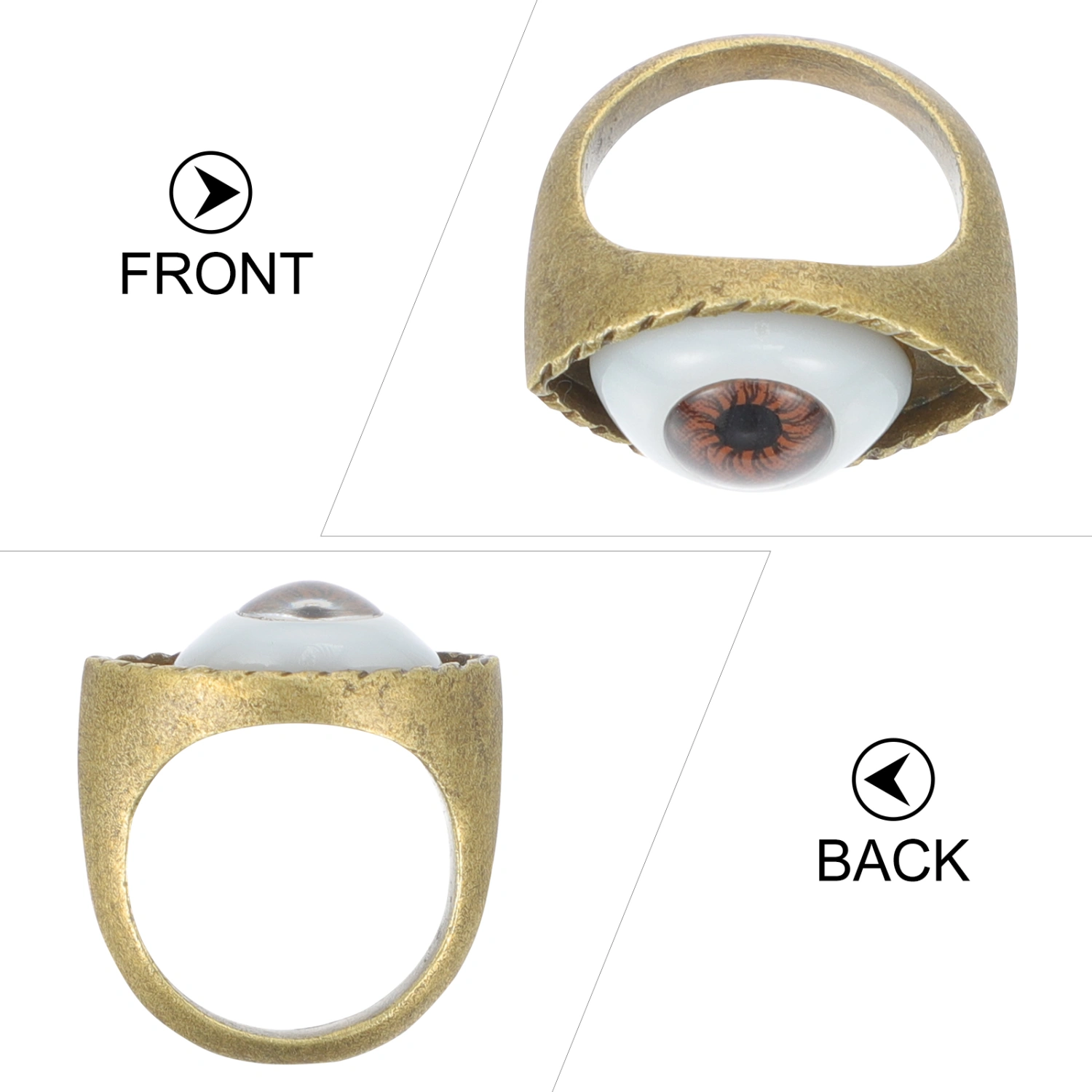 Alloy Ring Exaggerated Eye Designed Finger Ring Vintage Ring Punk Style Finger Jewelry Brown