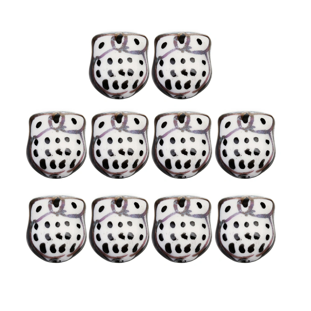 10pcs DIY Loose Beads Cartoon Owl Shaped Ceramics Beads Jewelry Craft Making Accessories (Black)