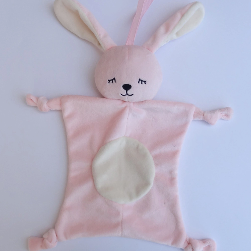 28cm Rabbit Shaped Baby Plush Pacifying Towel Baby Appeasing Toy Baby Doll Toy Pink