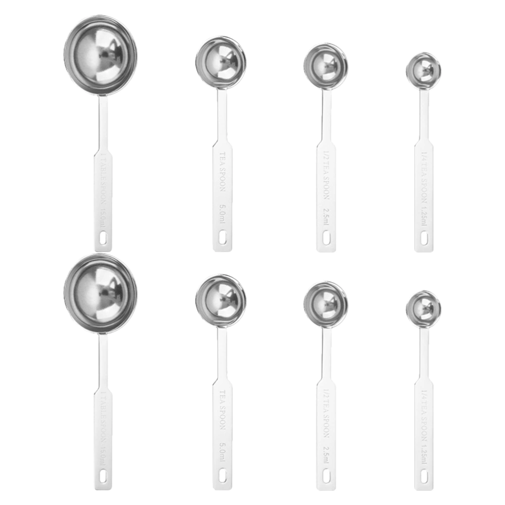 8Pcs Measuring Spoons Stainless Steel Seasoning Spoons Tea Spoons Kitchen Gadget