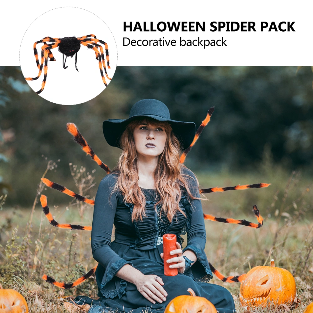 1pc Simulation Plastic Spider Insect Suspenders Spider Straps Animals Model Scary Lifelike Spider Toys (125cm, Orange)