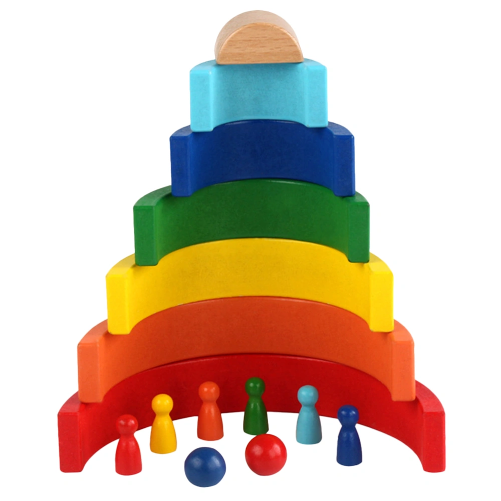 1 Set Rainbow Building Blocks Rainbow Tower Toy Kid Stacking Toy Birthday Gift