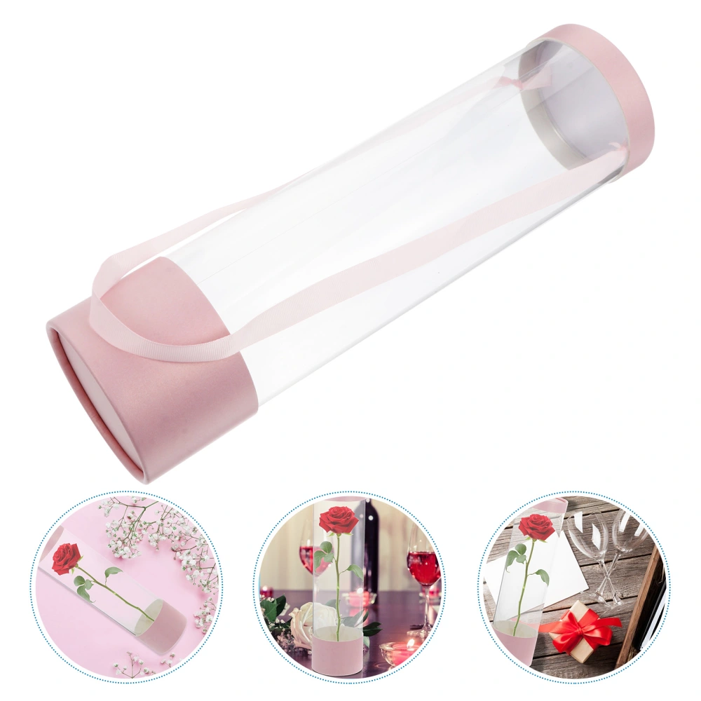 1pc Flower Gift Box Long Tube Flower Bouquet Packaging Box PVC Packaging Box