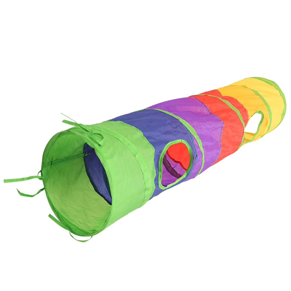 Foldable Cat Tunnel Plaything Rainbow Color Single Pass Cat Tunnel Pet Supplies