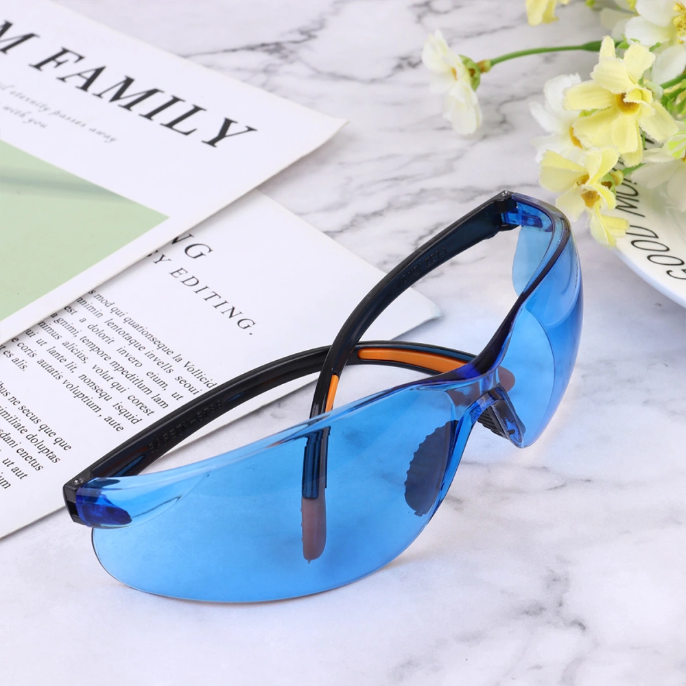 1pc Unisex Outdoor Goggle Protective Eyeglasses Spittle Baffle UV Cycling Glasses for Women Men (Black and Blue)