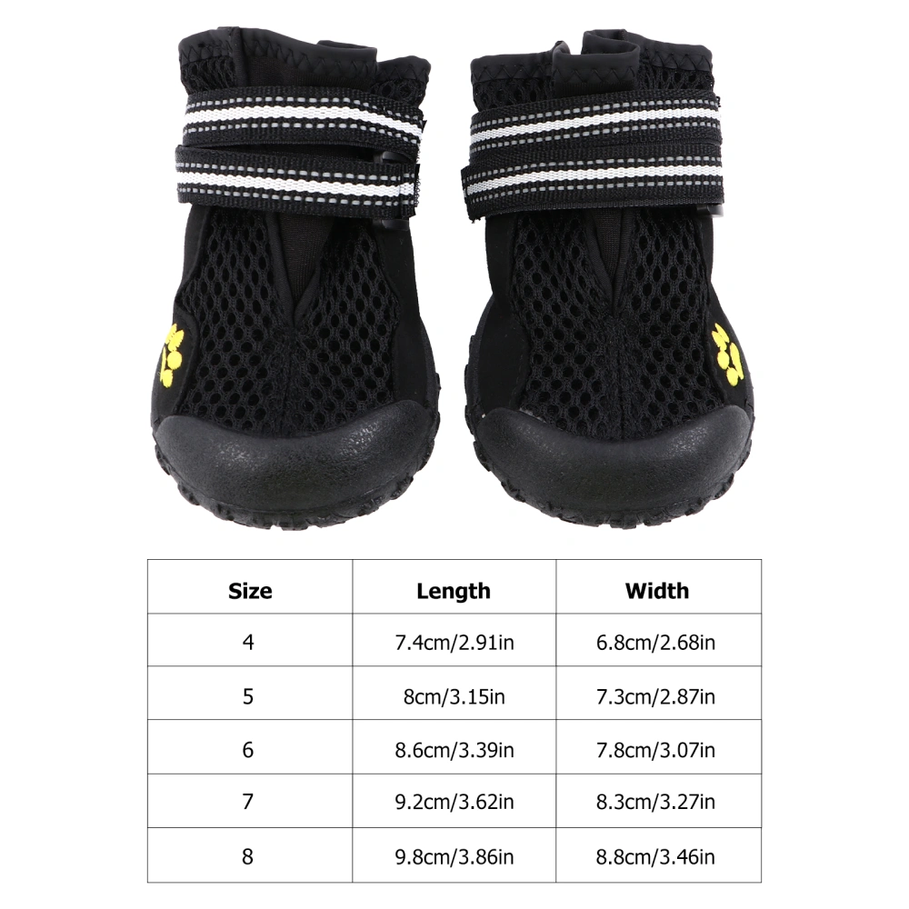 1 Set Outdoor Black Mesh Fabric Large Dog Shoes Mountaineering Dog Boots