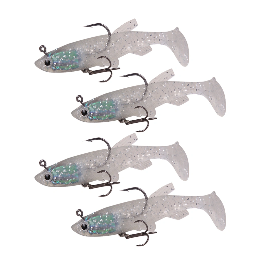 4pcs 8.5cm 13g Fish Shape Simulation Lure Bait Plastic Fishing Baits Accessory Durable Fishing Bait Hook (White)