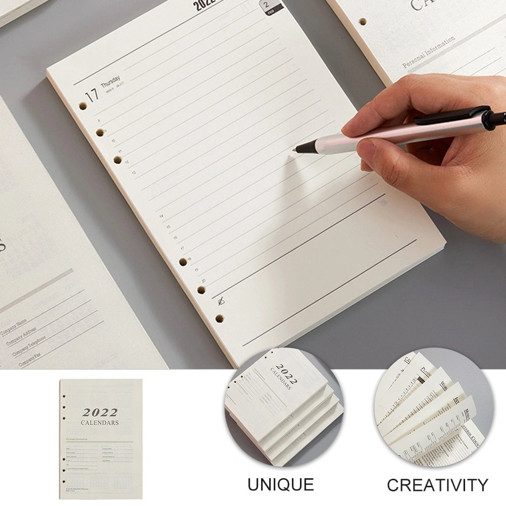 1pc Refill Paper Loose Leaf 2022 Planning Book Filler Core Papers (White)