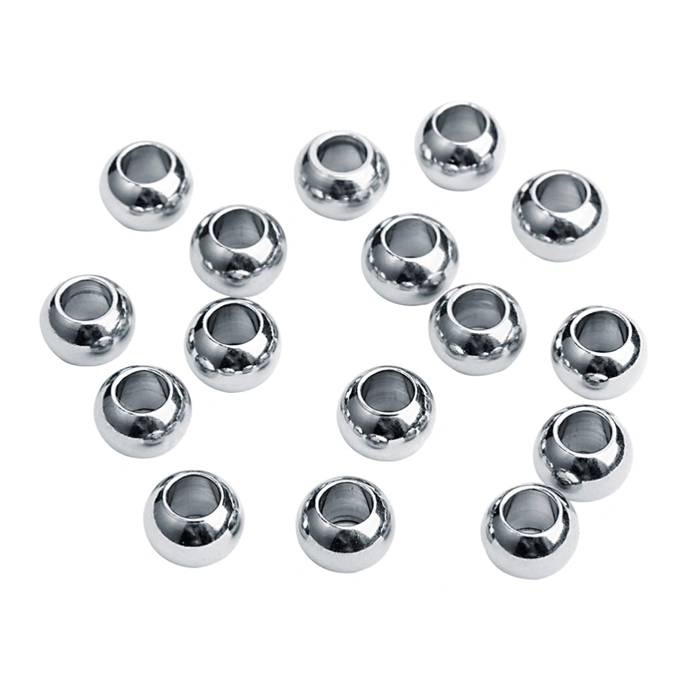 50 Pcs 4mm Glass Beads Big Hole Charms Jewelry Making DIY Round Glass Beads Strands for Handmade Bracelets Necklace Craft Making(Silver)