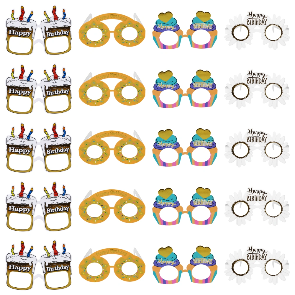 24pcs Birthday Party Paper Glasses Frames Party Photo Props (Assorted Color)