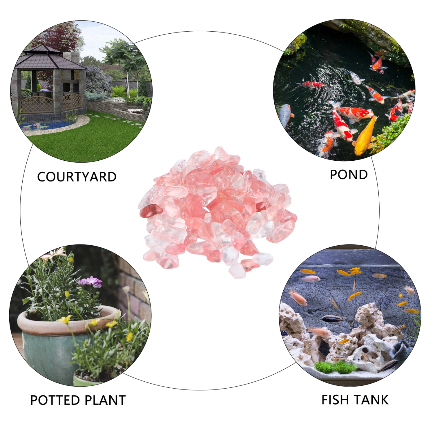 Natural Pink Pebble Decorative Crystal Stone Clean Degaussing for FlowerPot Landscaping Fish Tank Aquariums (100g 5-7mm)