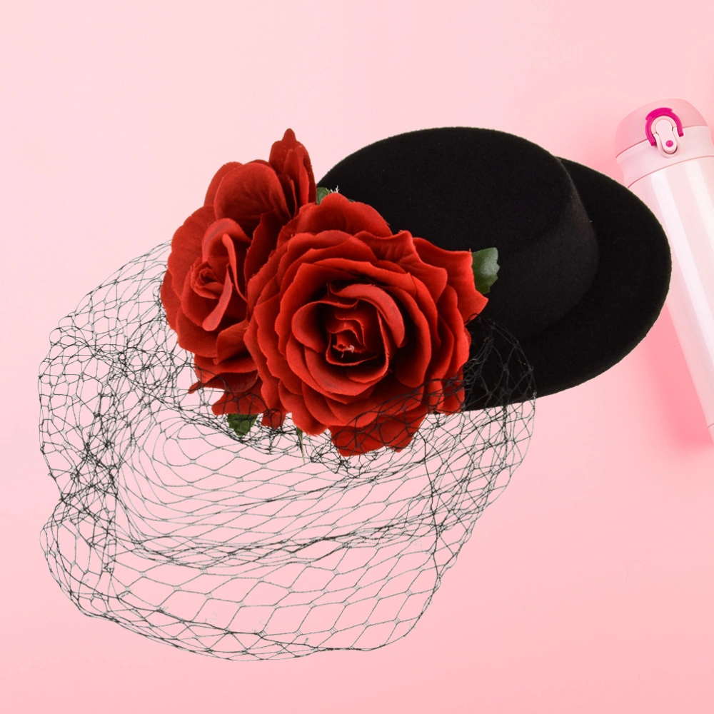 Fashion Women Ladies Flower Rose Decor Hair Clip Fascinator Burlesque Punk Mini Hat