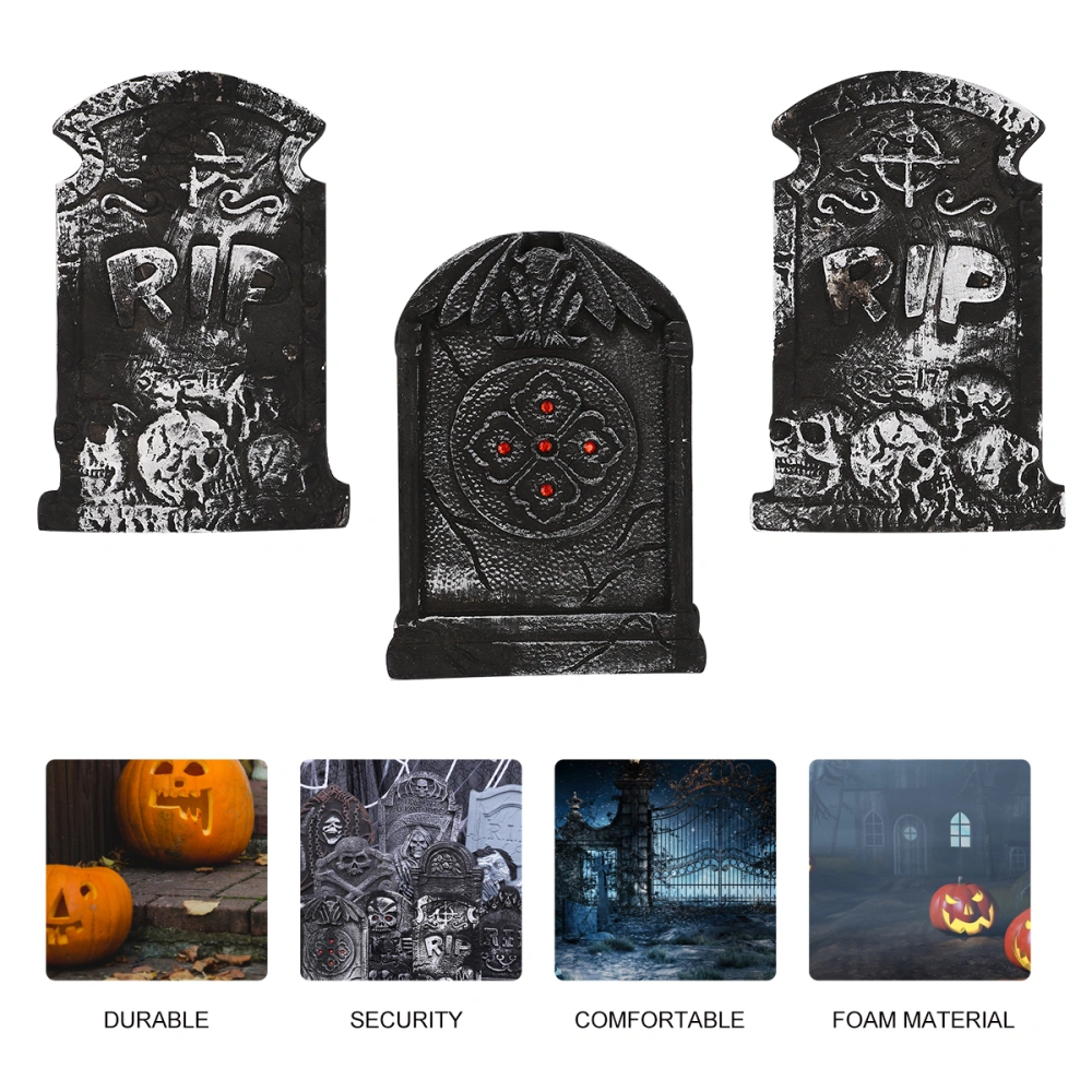 6pcs Halloween Bar Haunted House Cross Tombstone Decor (Black, Size S, Random)