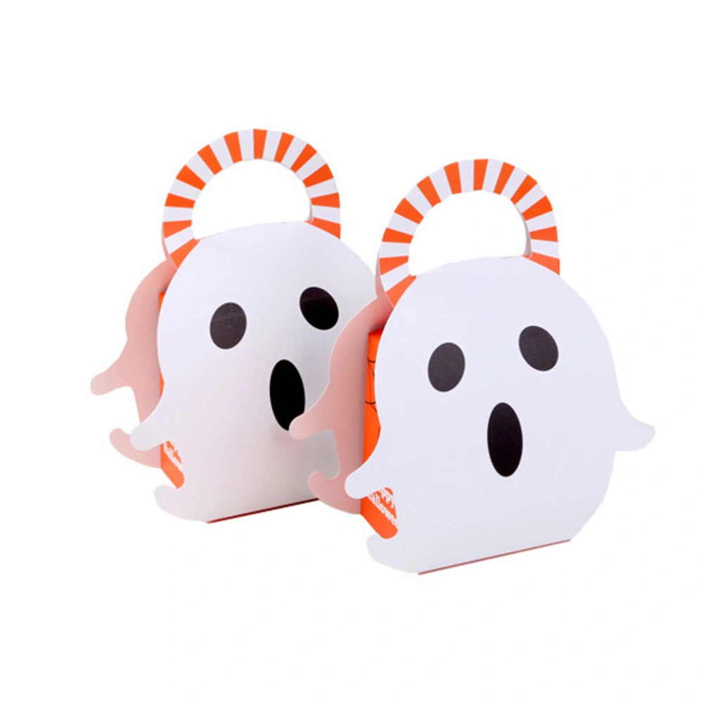 12pcs Halloween Ghost Handbag Paper Gift Tote Bag Portable Candy Holders Organizers Home Decorations for Festival Party