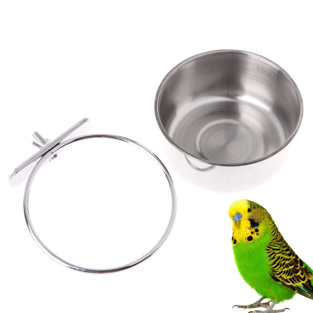 Professional Eating Bowl Durable Feeder Stainless Steel Bowl Prcatical Food Box Cage Water Basin for Birds Parrot (Cup Rim 10cm)