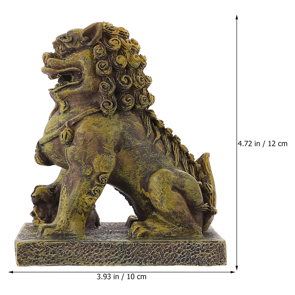 2pcs Chinese Guardian Lion Aquarium Ornaments Mini Garden Micro Landscape