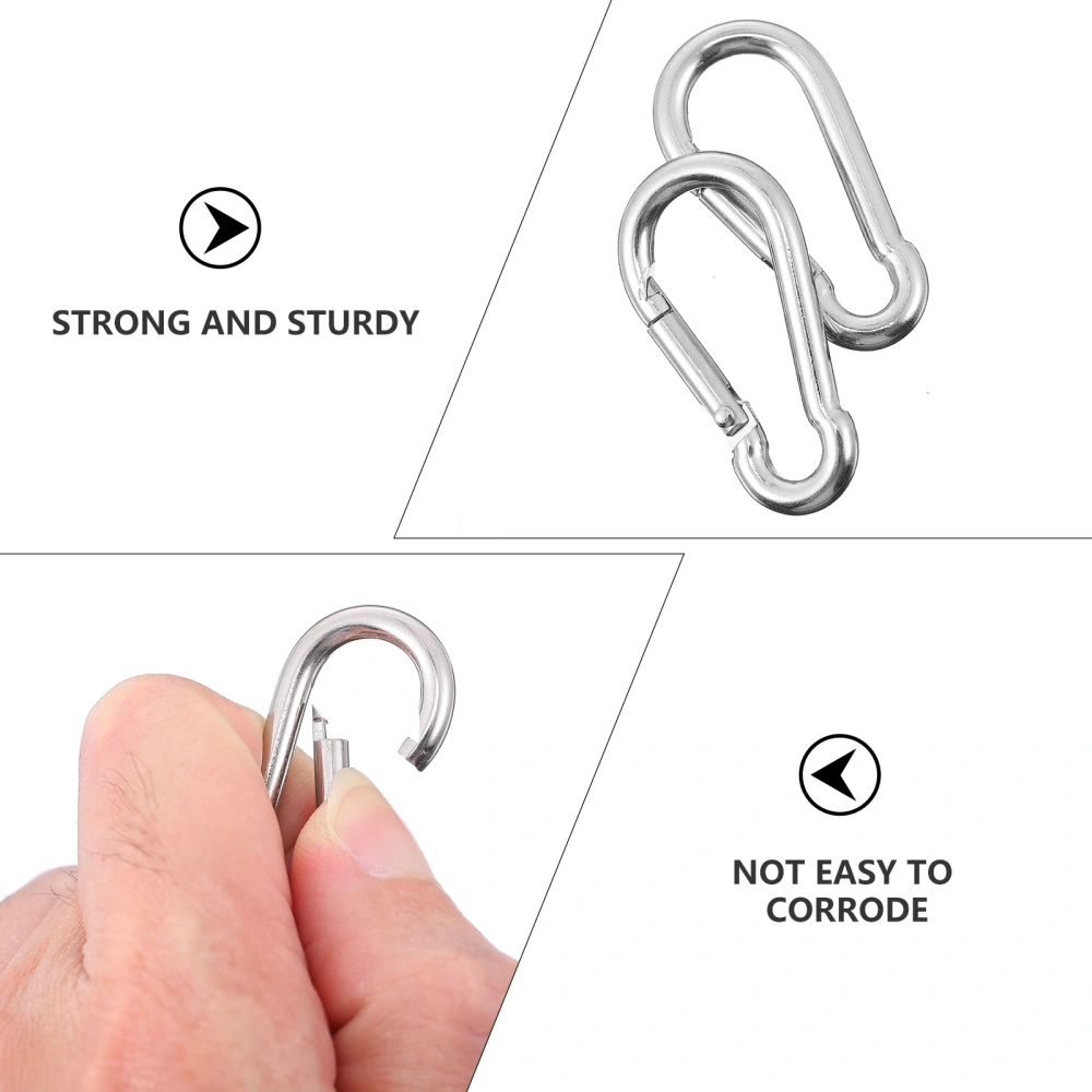 10Pcs Stainless Steel Carabiner Clips Practical Hiking Snap Hooks (Steel Color)