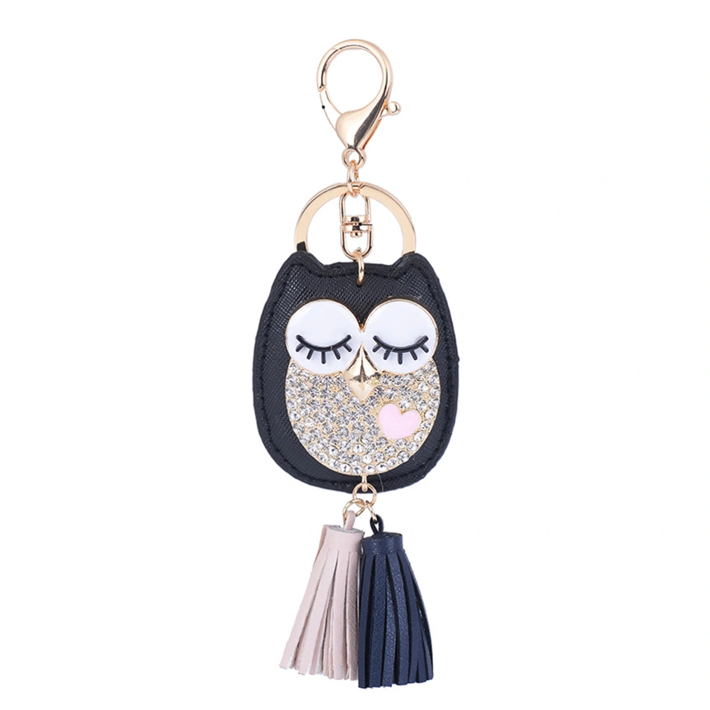 Creative Key Pendant Charm Keyring Keychain with Tassel Fashion woman Bag Decoration(Black)