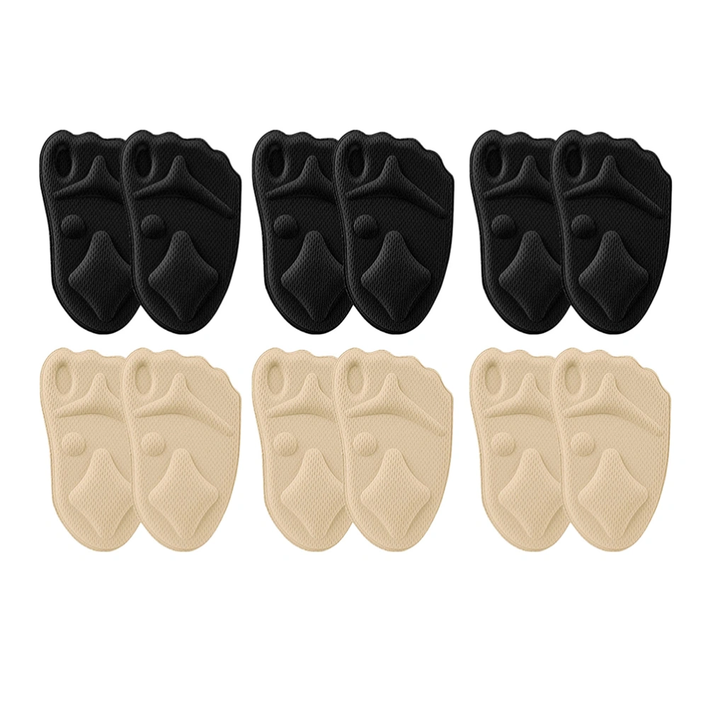 6Pairs Portable Forefoot Shoe Pads Front Foot Pads Anti-slip Insole Pads