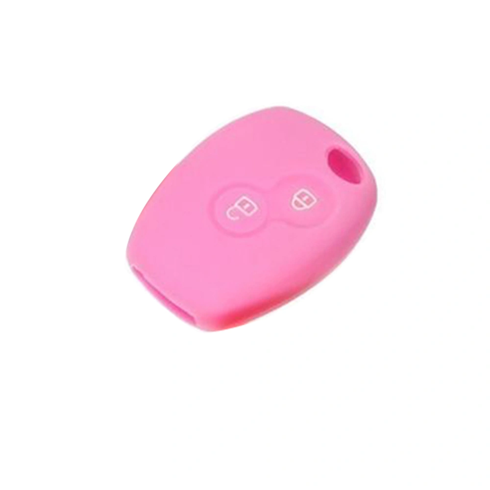 Silicone Key Case Car Key Cover Key Fob Case for Renault 2 Button (Pink)