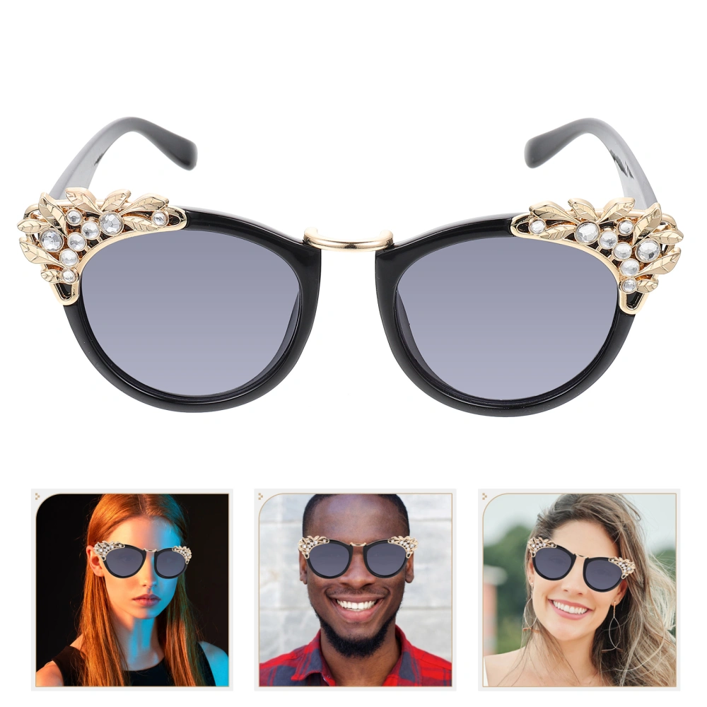 Rhinestone Sunglasses Fashionable Retro Sun Protection Sunglasses For Outdoor