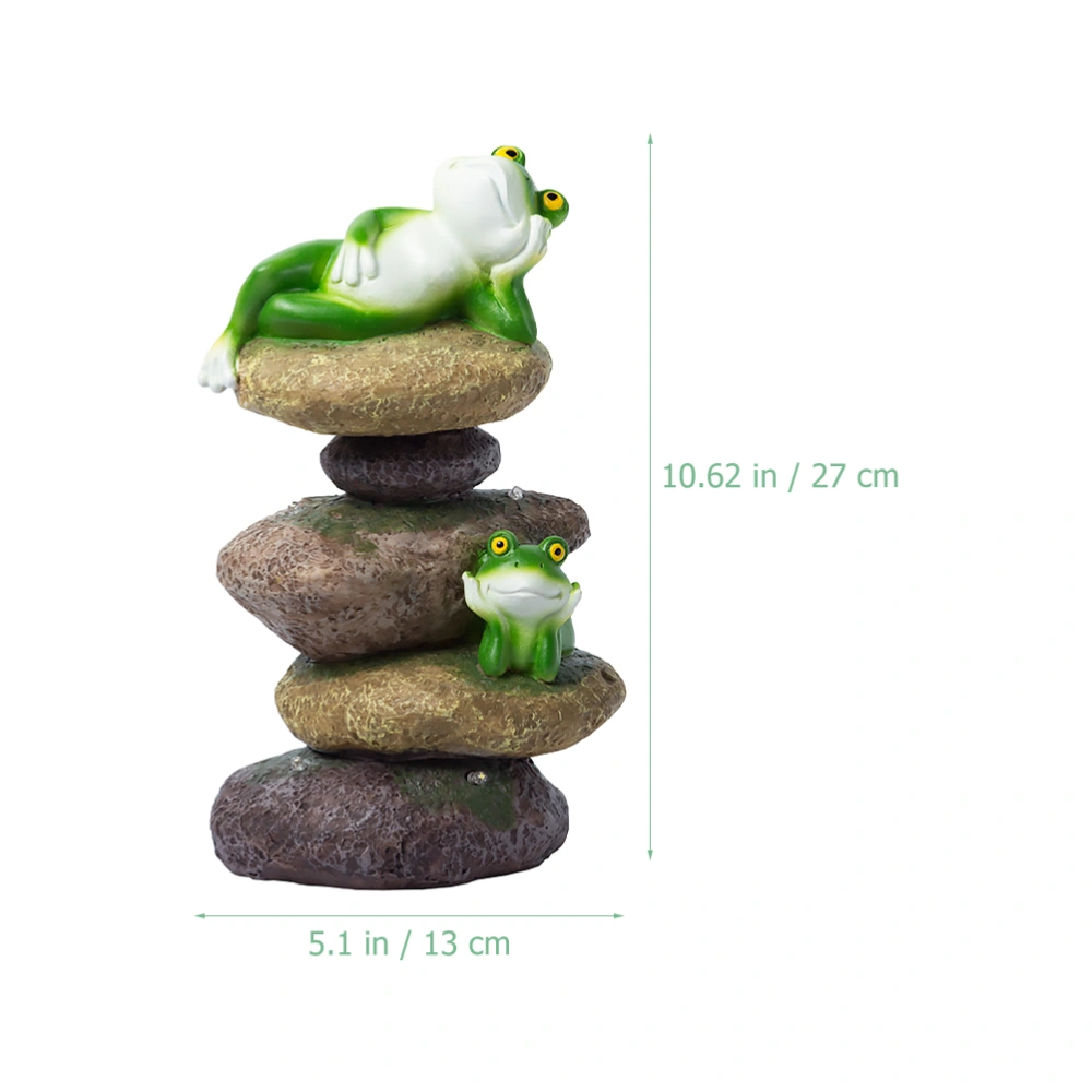 Garden Frog-shape Statue Frog Adornment Decorative Resin Frogs Figurine Solar Light