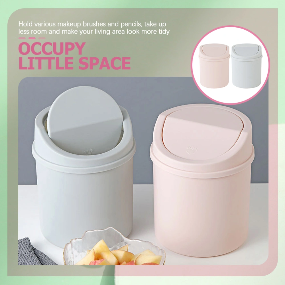 2pcs Mini Storage Holder Trash Can Multi-use Desktop Organizers with Lid