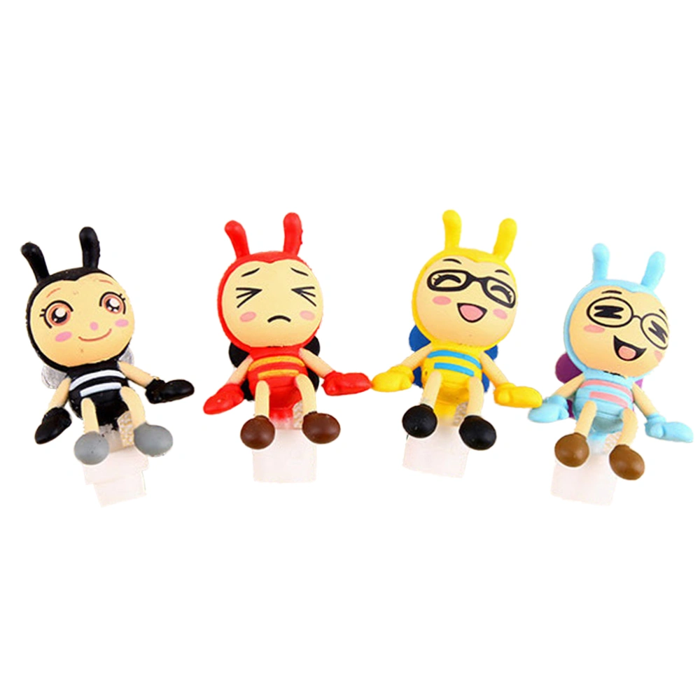 4pcs 3.5mm Anti Dust Plug Cartoon Bee Dust Stopper Headphone Dust Plug Cell Phone Dustproof Stopper Mixed Pattern