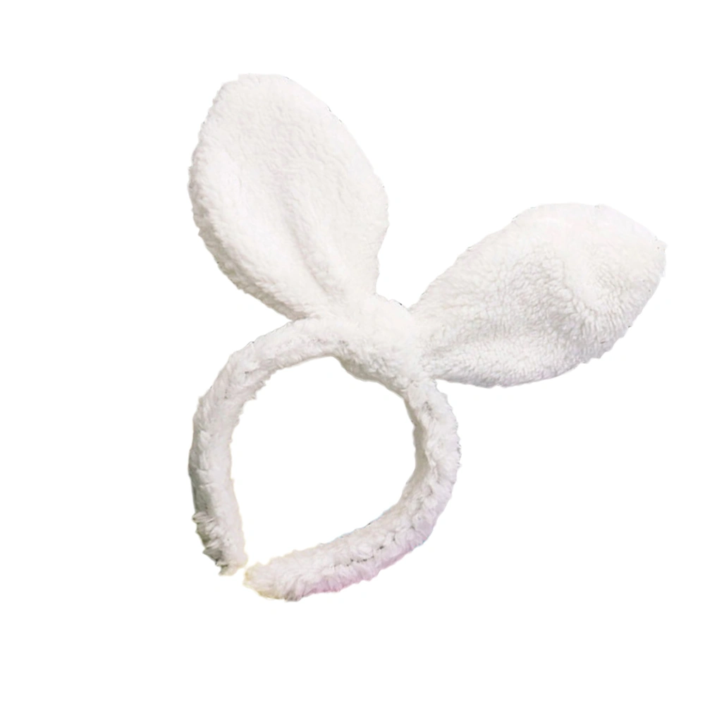 Plush Rabbit Ear Hairband Ear Hair Hairband Hair Rabbit Hair Band for Girls and Kids(White)