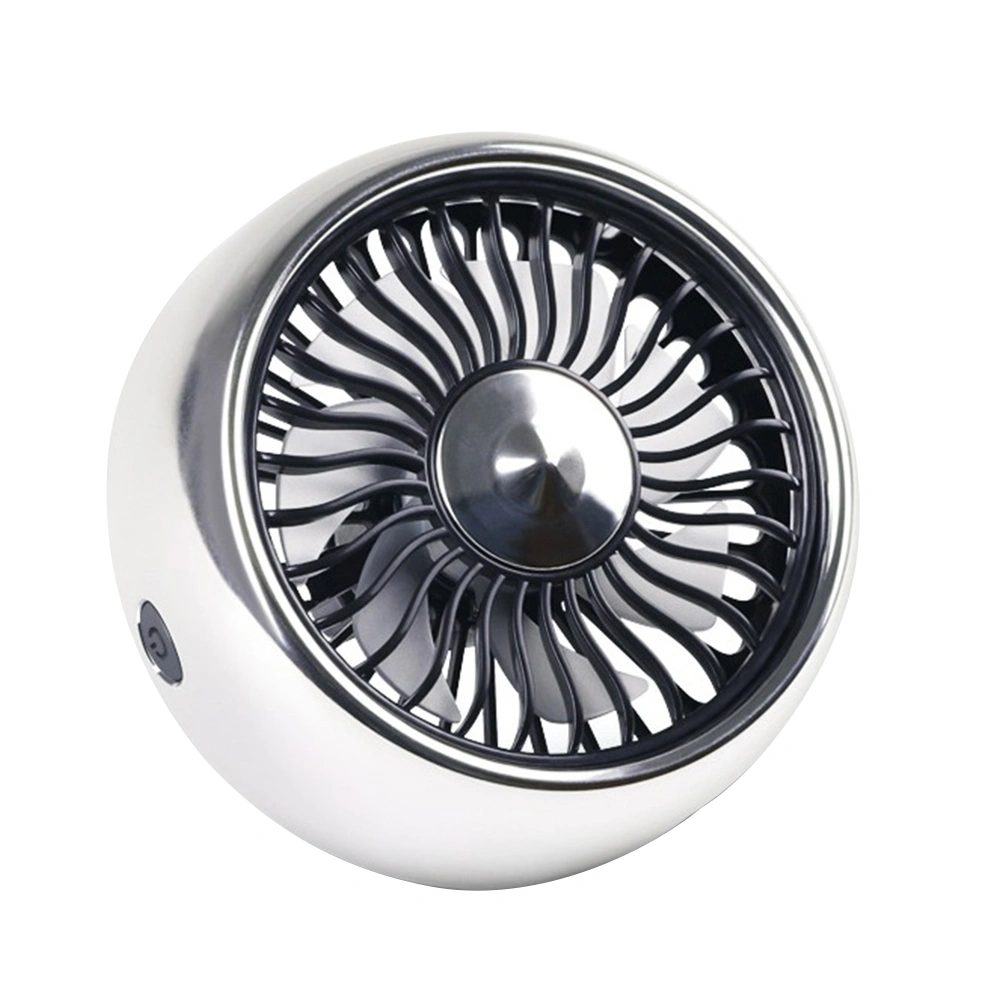 Car Electric Fan 12v Large Truck 24v Automotive Powerful Refrigeration In-Car Air Conditioning Cooling Air Outlet Small Fan (Silver Charging Cable)