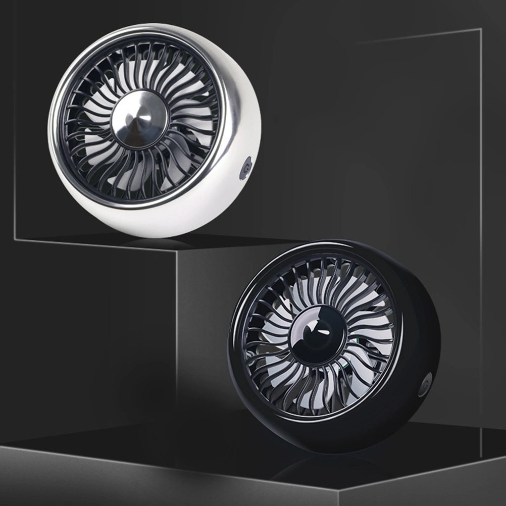 Car Electric Fan 12v Large Truck 24v Automotive Powerful Refrigeration In-Car Air Conditioning Cooling Air Outlet Small Fan (Silver Charging Cable)