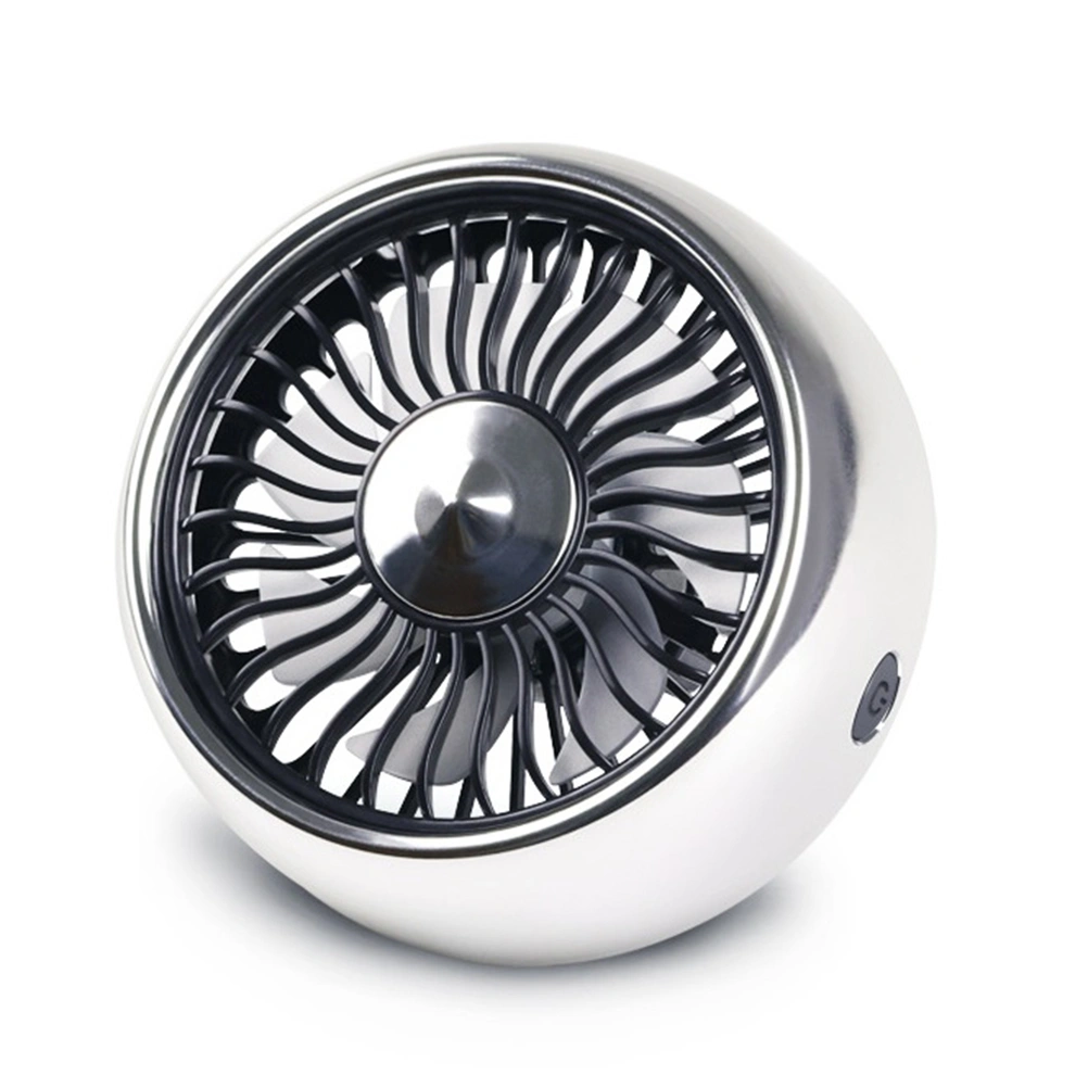 Car Electric Fan 12v Large Truck 24v Automotive Powerful Refrigeration In-Car Air Conditioning Cooling Air Outlet Small Fan (Silver Charging Cable)