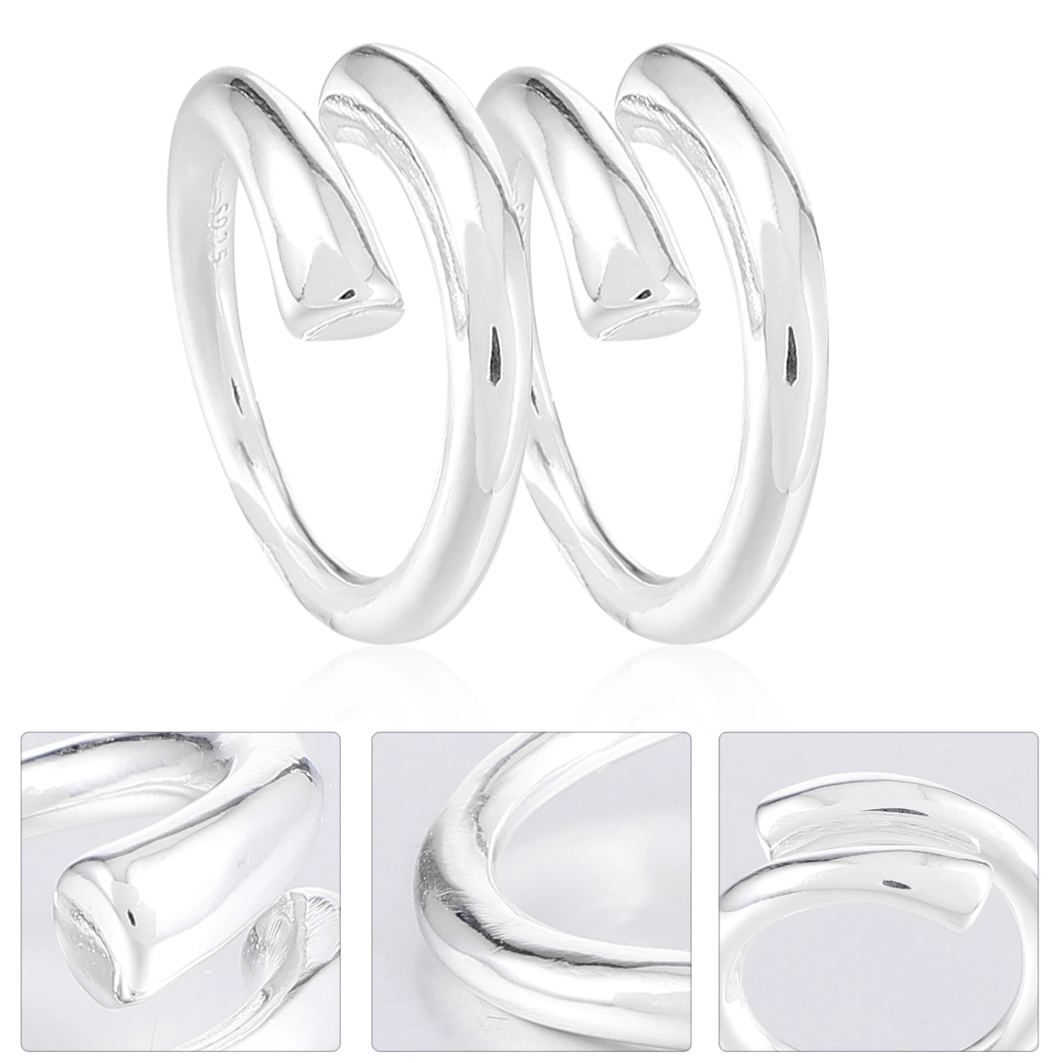 2Pcs Adjustable Open Rings Women Open Rings Fashion Finger Rings Silver Rings